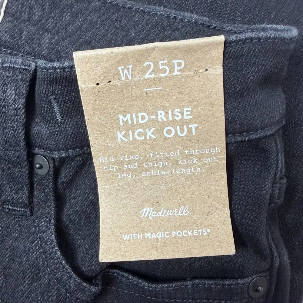 NEW Madewell Mid-Rise Kick Out Crop Jeans Womens size 25 Petite Black Rinse